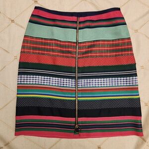 J.McLaughlin Multicolor Striped Pencil Skirt |‎ Front Zip Career | Size 0 GUC